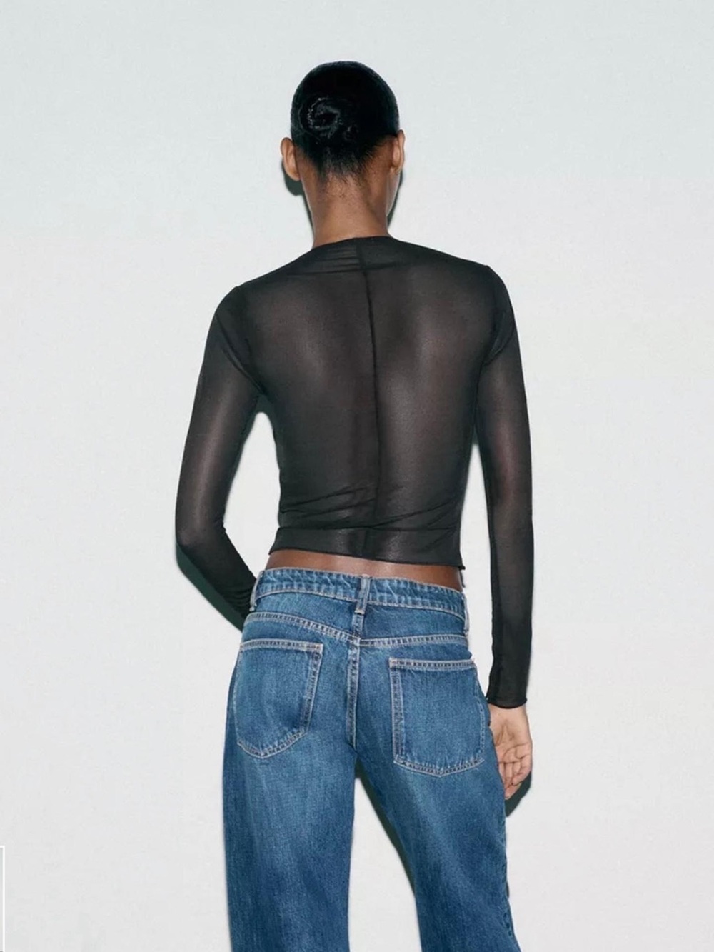 Fitted Combination Tulle Top - Black - Picture 4 of 7